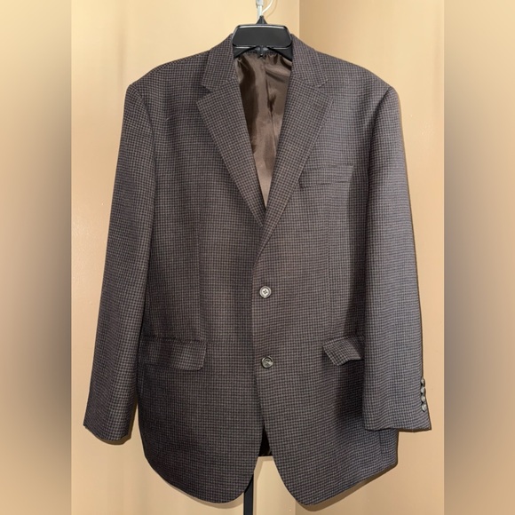 CHAPS EST. 1978  Dark Brown Checkered Blazer. Size 40R. 100% Wool. - Picture 1 of 6